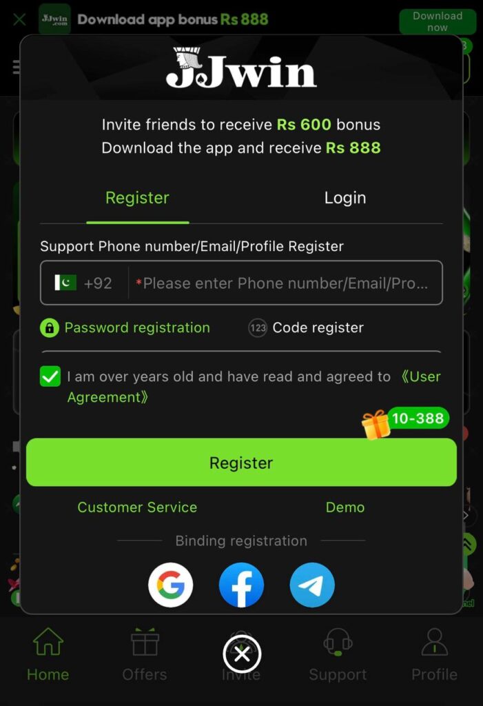 jjwin app downlaod register