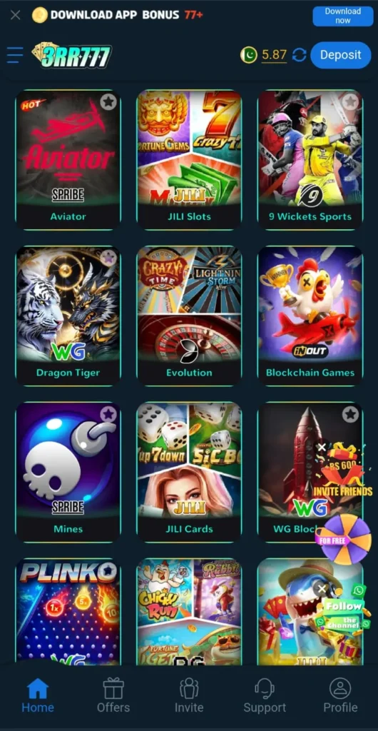 3rr777 game app interface